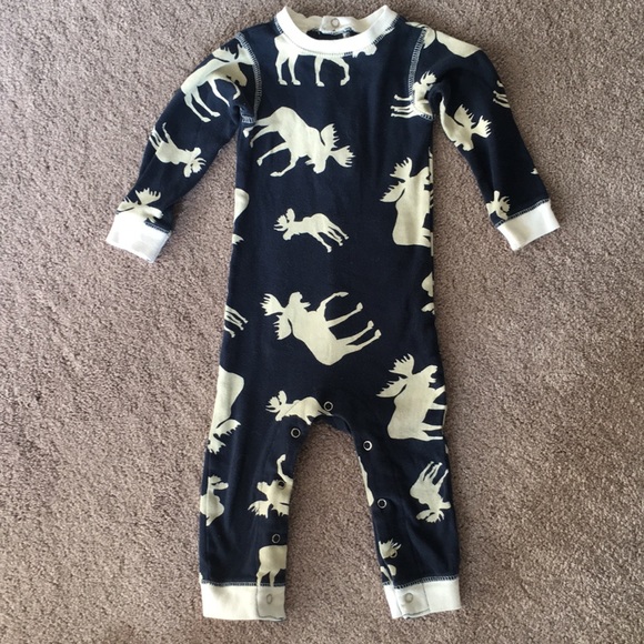 Flap Jack Jackson Hole Dark Blue Moose One-Piece Sleeper - Picture 1 of 4